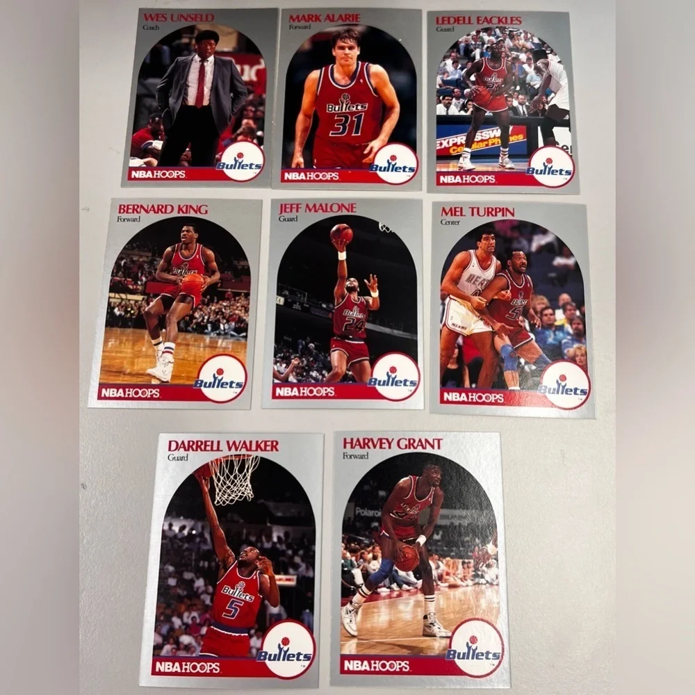 Vintage NBA Hoops Washington Bullets Player Lot 1990-91 Basketball Cards
